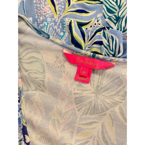 Lilly Pulitzer Blue Jessalynne Romper Wrap Mini Floral Ruffle Stretch Size M - Picture 4 of 12